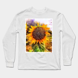 Sunflower Watercolor Painting Long Sleeve T-Shirt